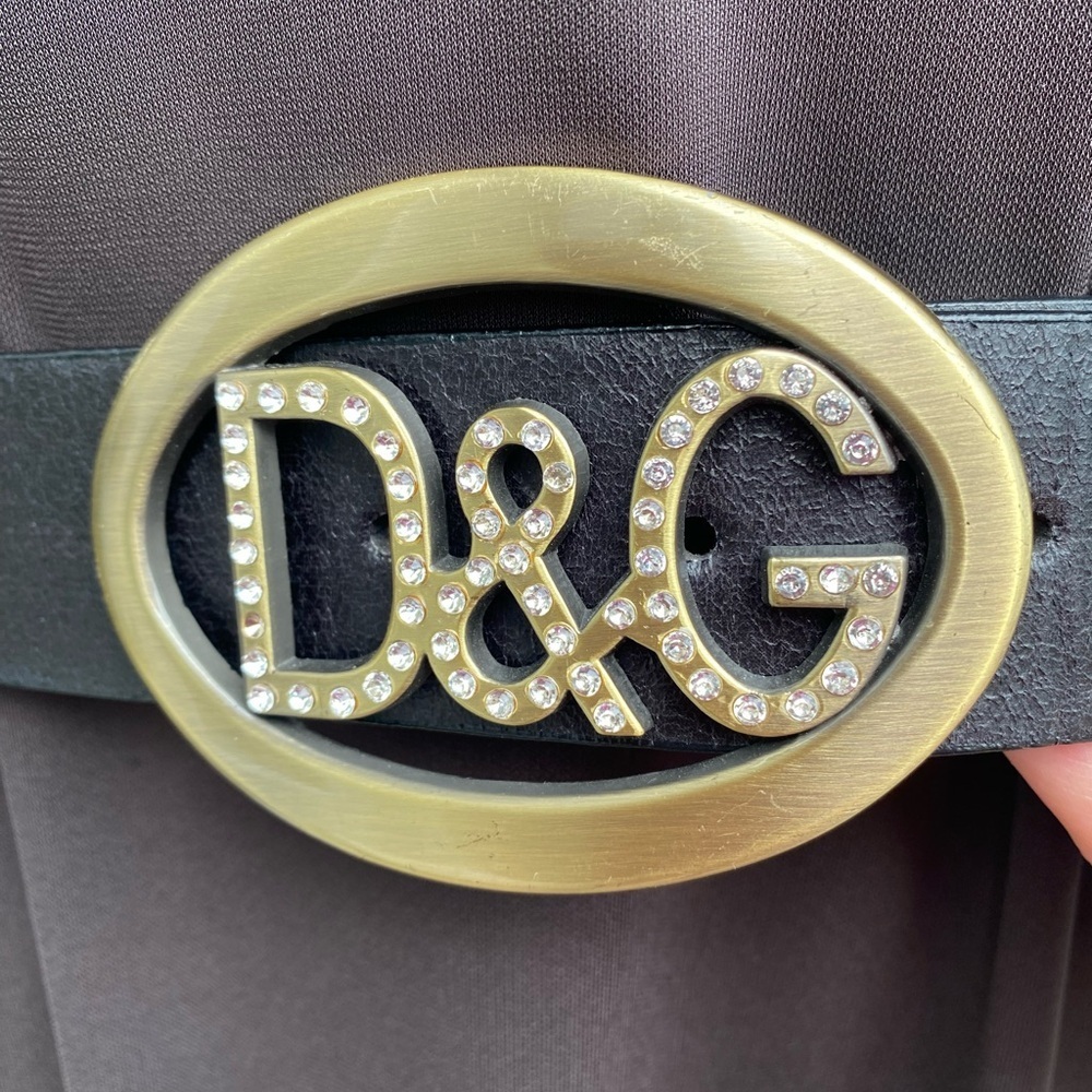 Faux leather Designer Inspired studded belt with Dolce & Gabanna logo